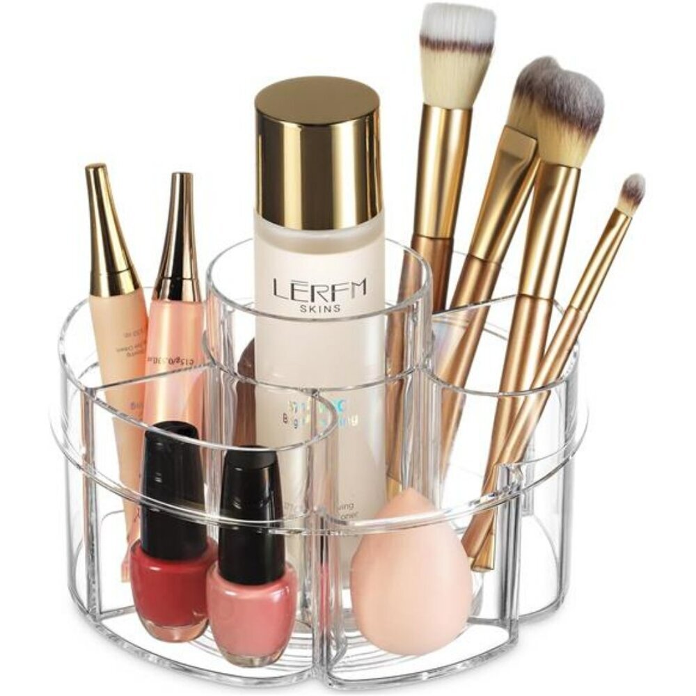 Clear Rotating Makeup Organizer Small 360 Spinning Cosmetic Storage Vanity Caddy